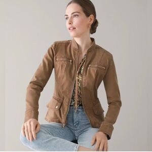 WHBM Brown Peplum Moto Jacket Size 10